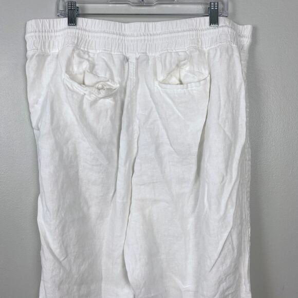 Athleta Cabo Linen Wide Leg Pants White Coastal Minimalist Resort Size 18 - Picture 7 of 9